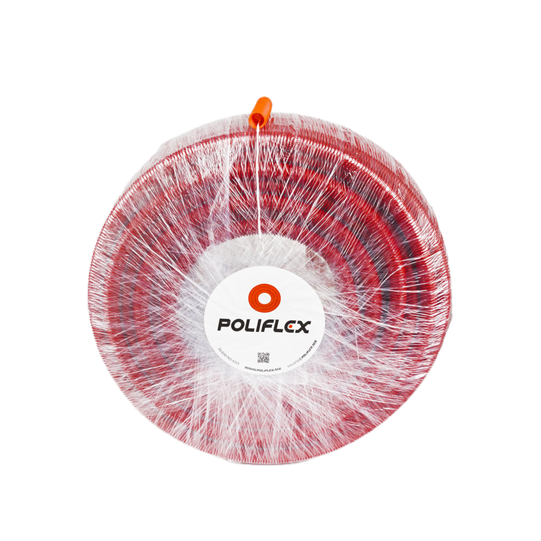 POLIFLEX ROJO EXTRA RESISTENTE CON GUIA 1/2 (ROLLO 100MTS)